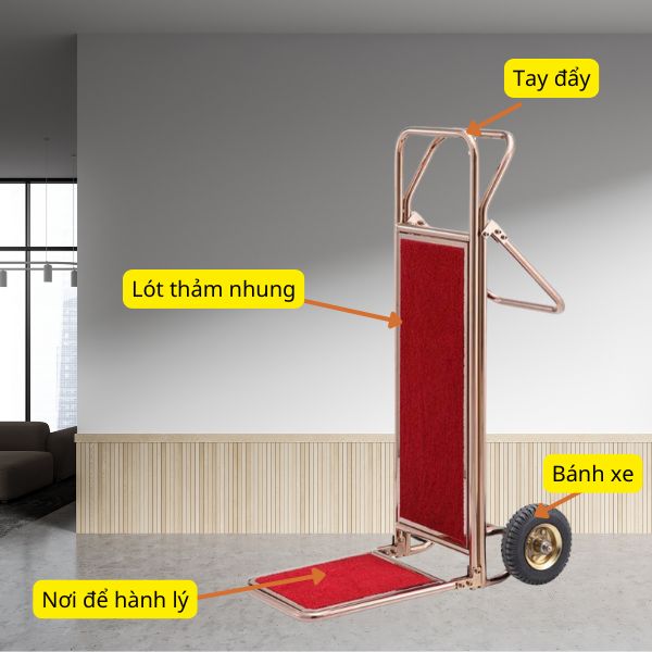 Mẫu xe chở vali được cấu tạo từ các bộ phận đơn giản