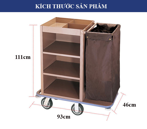 Tham khảo kích thước xe trolley dọn phòng nhà nghỉ