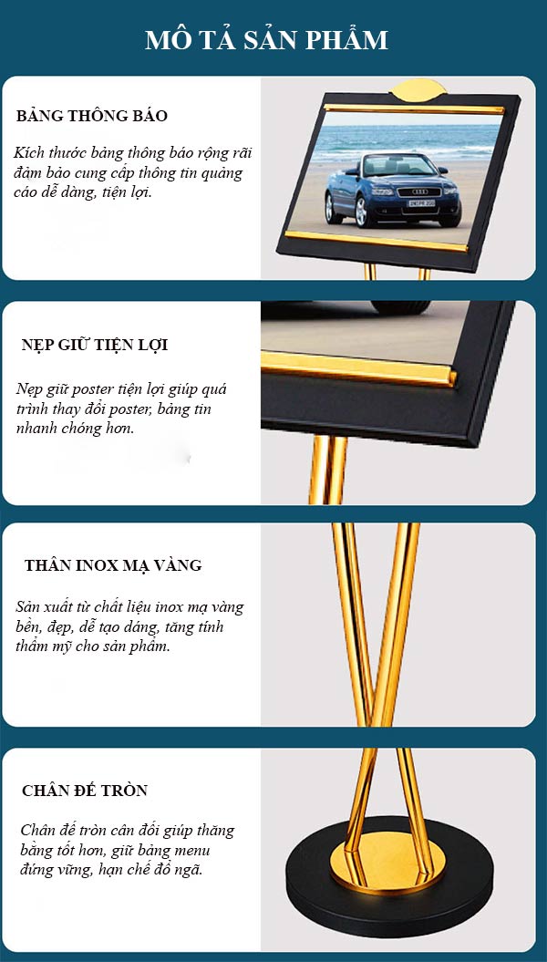 Chi tiết thiết kế các bộ phận của bảng menu