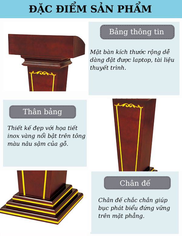 Chi tiết các bộ phận cấu thành bục đứng nói chuyện