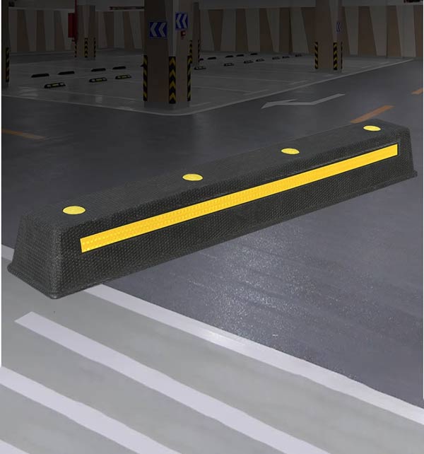 Mẫu Cao su chắn bánh ô tô phản quang chuyên dùng tại tầng hầm đỗ xe