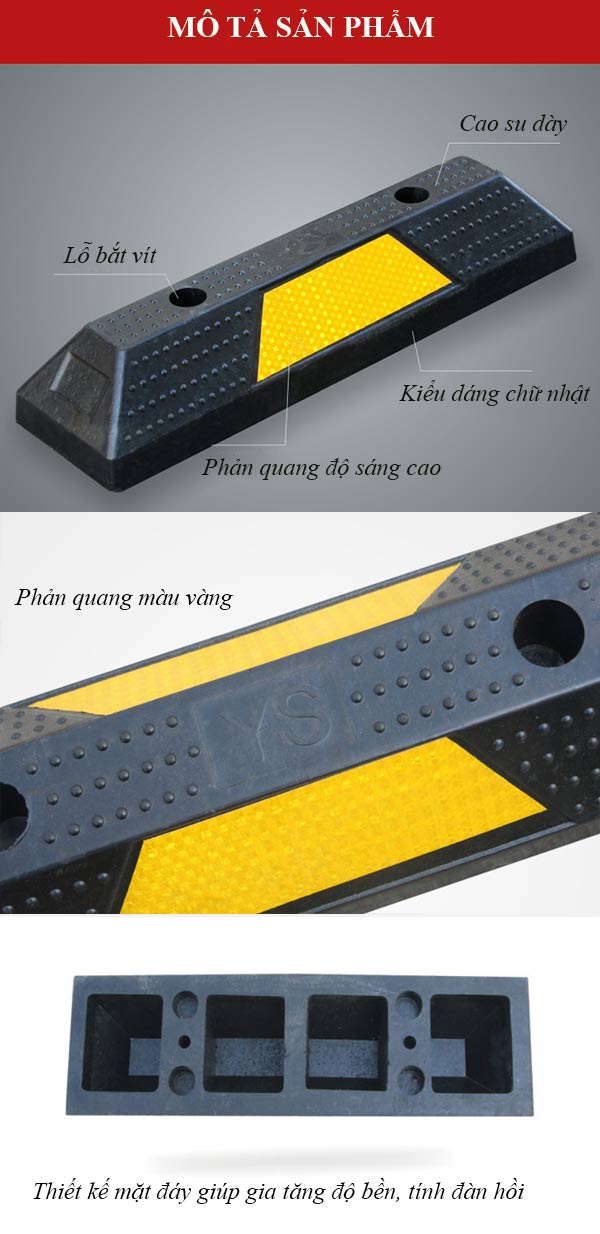 Chi tiết thiết kế trên cao su chèn lùi bánh xe