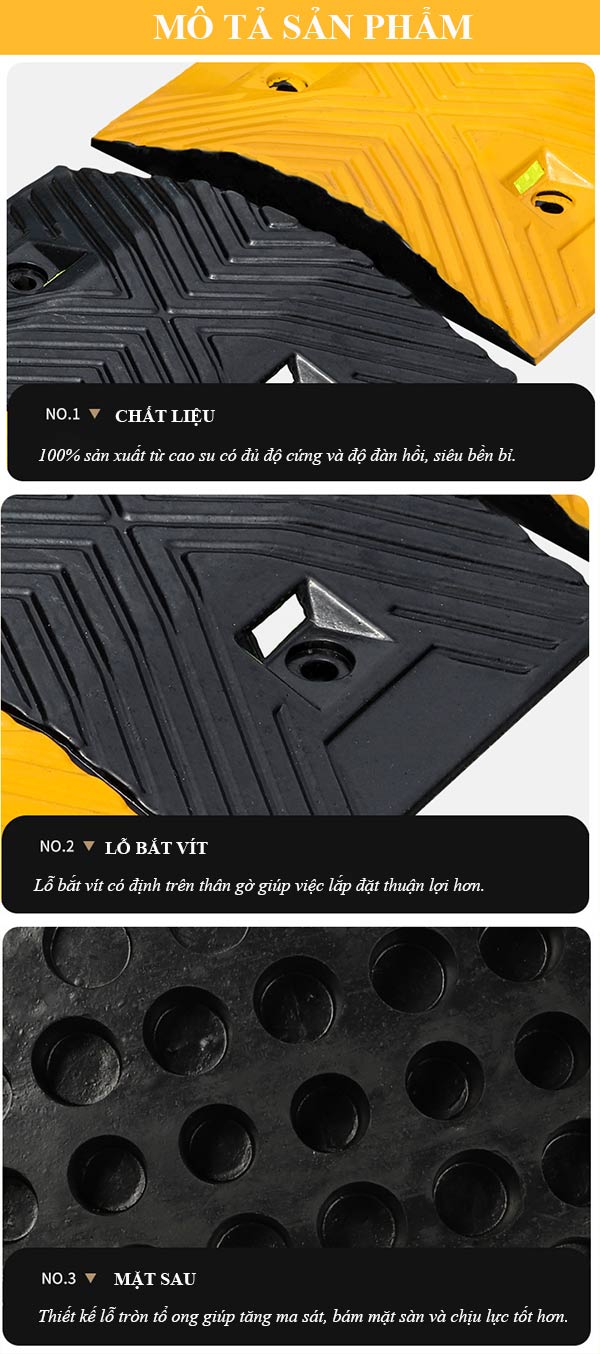 Đặc điểm cấu tạo của gờ cao su giảm tốc độ giao thông