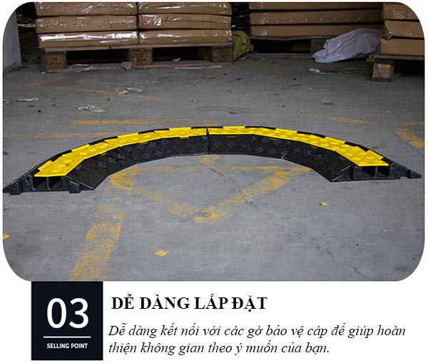 Chi tiết thiết kế mẫu gờ giảm tốc lắp góc có rãnh để cáp