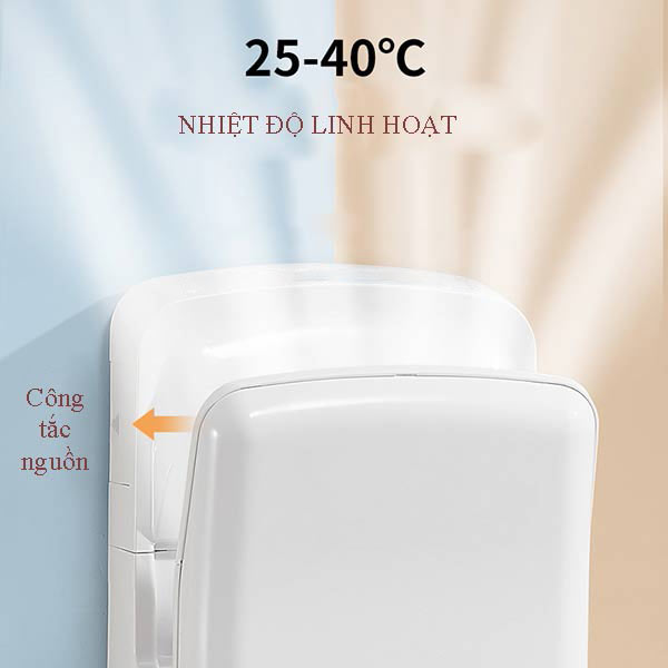 Nhiệt độ luồng gió hơ tay trên máy sấy tay là 25 - 40 độ C