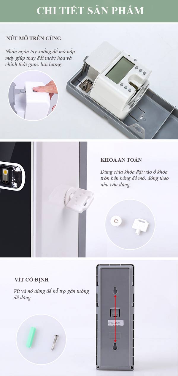 Đặc điểm cấu tạo của máy xịt thơm nhà vệ sinh cảm biến