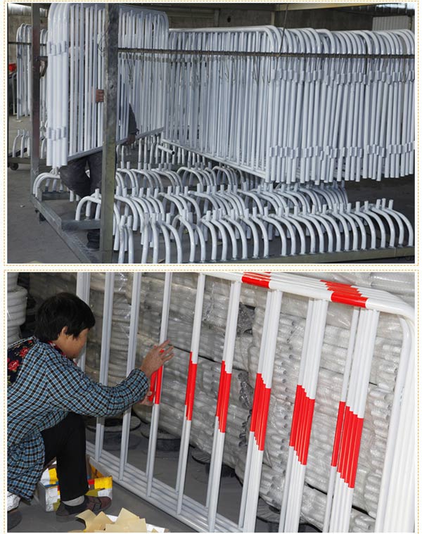 Rào chắn được sơn tĩnh điện và dán decal phản quang