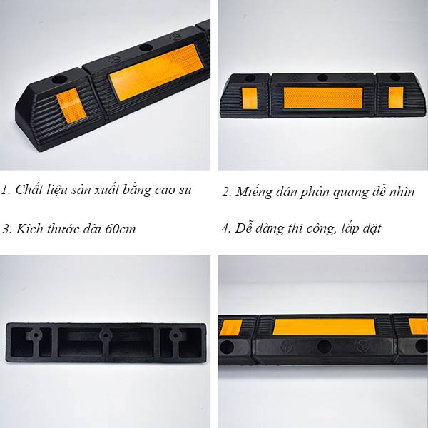 Cận cảnh chi tiết thanh chặn lùi bánh xe 60cm