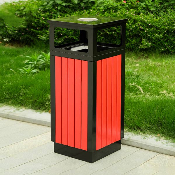 Thùng rác ngoài trời hình vuông chất liệu nhựa giả gỗ