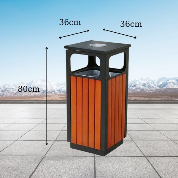 Kích thước thùng rác ngoài trời giả gỗ