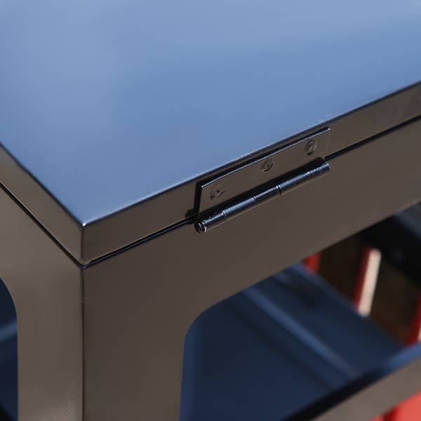 Phần nắp thùng rác bằng thép sơn tĩnh điện màu đen