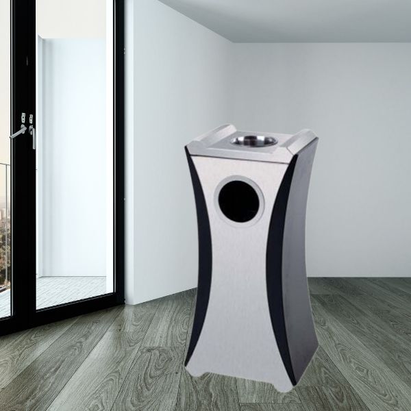 Mẫu thùng rác inox sơn đen kiểu dáng sang trọng