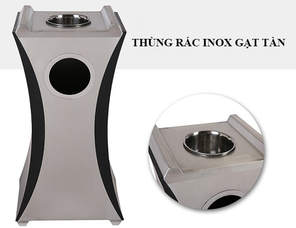 Nắp gạt tàn ở phía trên đầu thùng rác 