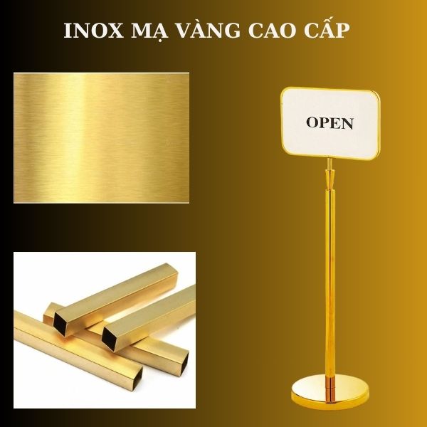 Thân và đế biển hướng dẫn sự kiện làm bằng inox mạ vàng