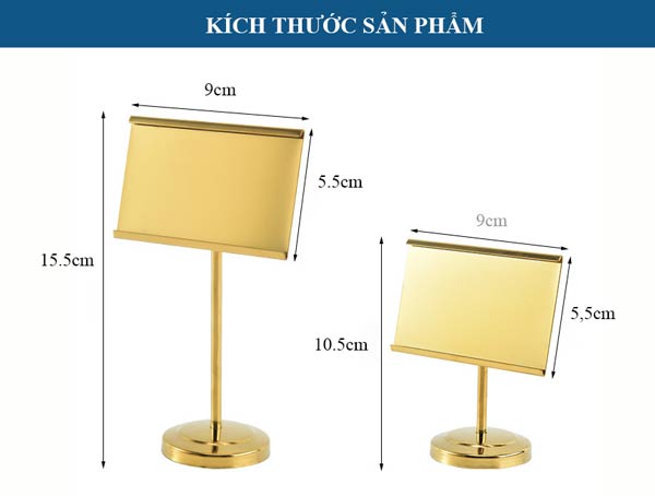 Chi tiết kích thước bảng thông tin bằng inox để bàn