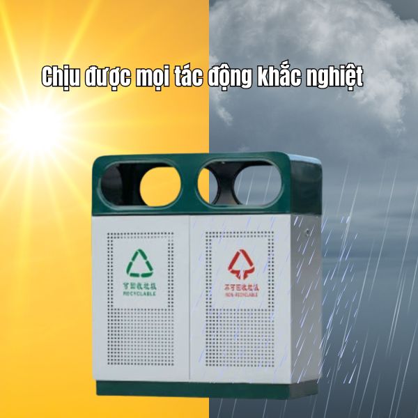 Chất liệu thùng rác cao cấp giúp chịu được mọi điều kiện thời tiết