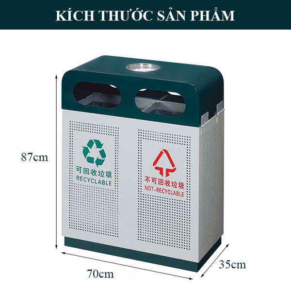 Kích thước thùng rác đôi đặt ngoài trời