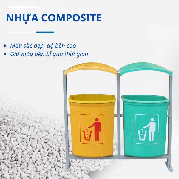 Thùng rác treo đôi sản xuất từ dòng nhựa composite