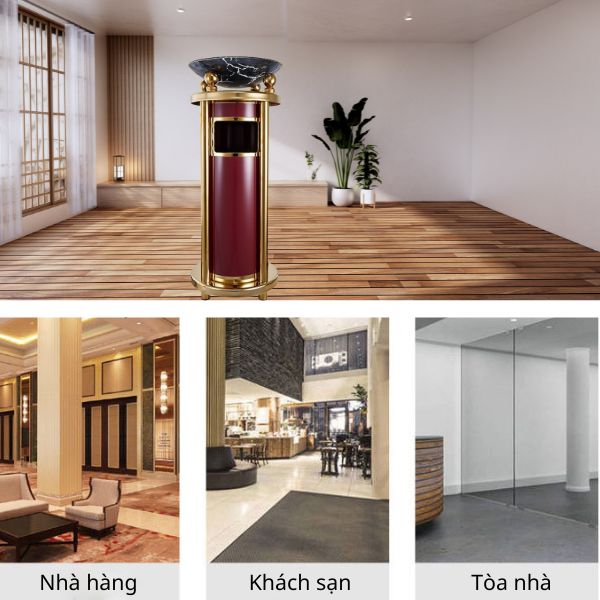 Với kiểu dáng sang trọng, thùng rác phù hợp với không gian lịch sự