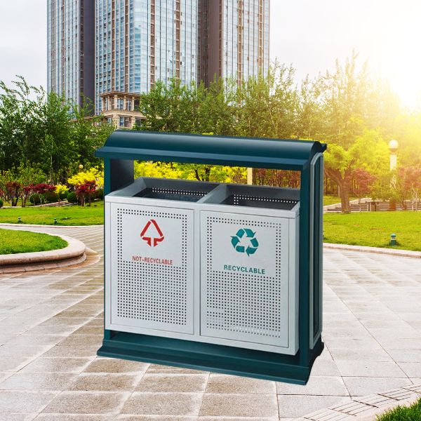 Thùng rác ngoài trời 2 ngăn giúp phân loại rác thải