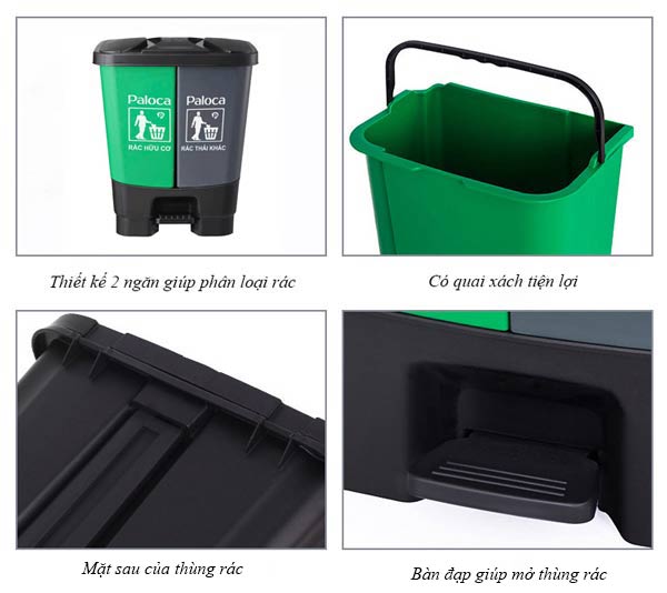 Chi tiết các đặc điểm thùng phân loại rác 2 ngăn