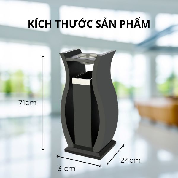 Kích thước thùng rác sảnh đón tiếp bằng thép