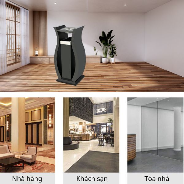 Mẫu thùng rác đặt sảnh có gạt tàn có tính thẩm mỹ cao