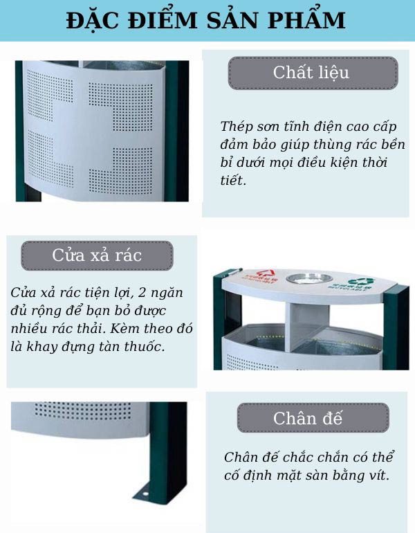 Đặc điểm thiết kế thùng đựng rác phân loại rác