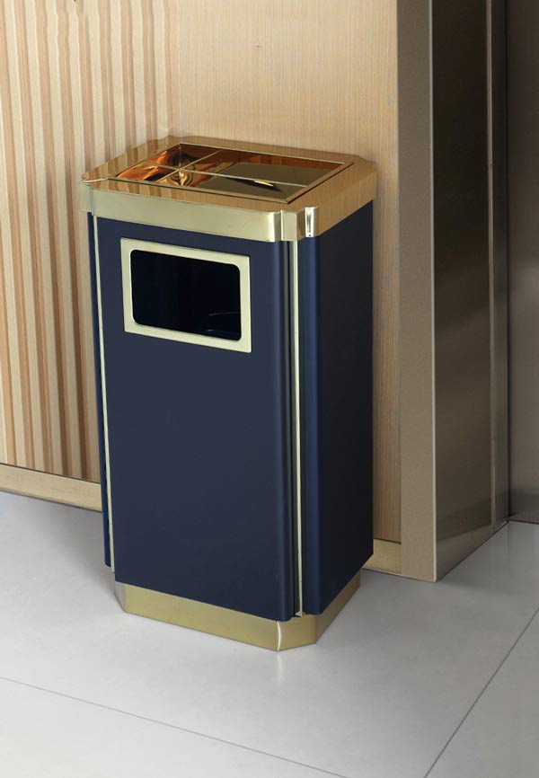 Mẫu thùng rác thép có gạt tàn đẹp, sạch sẽ