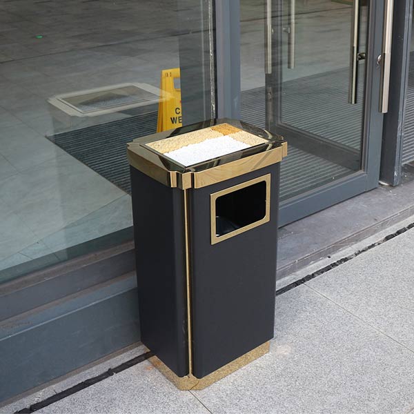 Mẫu thùng rác chữ nhật sơn đen đặt sảnh, công cộng được nhiều người tin dùng
