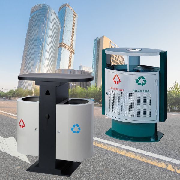 Thùng rác phân loại 2 ngăn ngoài trời của Hành Tinh Xanh rất đa dạng