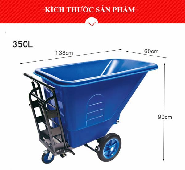 Kích thước xe đẩy, vận chuyển rác thải