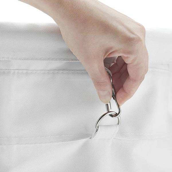 Móc nối túi vải cố định vào khung xe giặt ủi