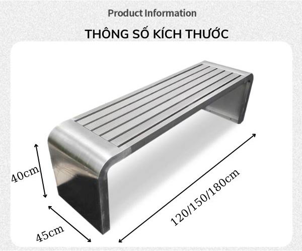 Tham khảo kích thước ghế công viên inox