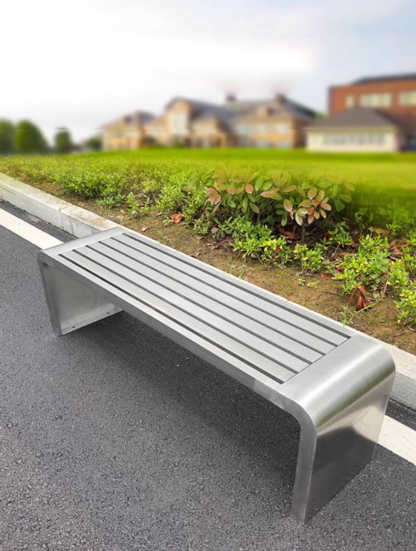 Ghế công viên băng dài bằng inox không tựa