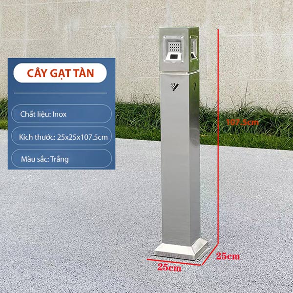 Thông tin kích trước trụ vuông gạt tàn thuốc