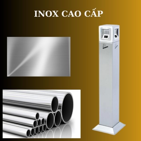 Gạt tàn kiểu dáng trụ vuông làm bằng inox