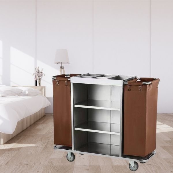Xe trolley dọn phòng 2 túi vải