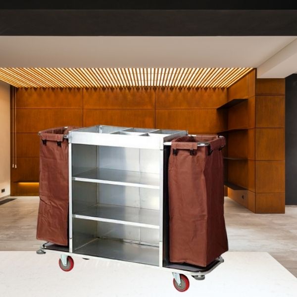 Mẫu xe trolley dọn buồng phòng 2 túi vải cỡ lớn