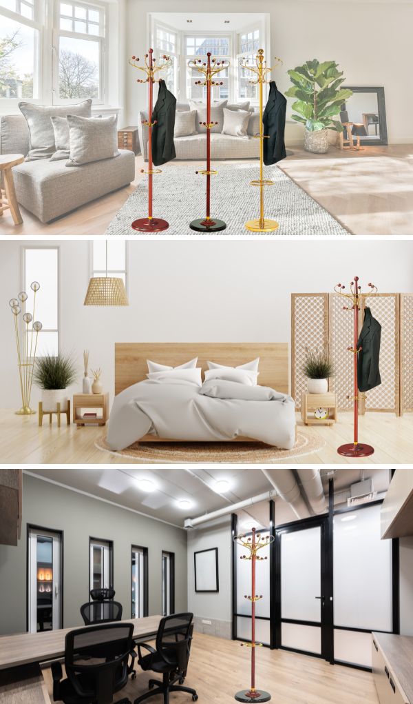 Cây treo quần áo gỗ kết hợp inox được sử dụng rộng rãi