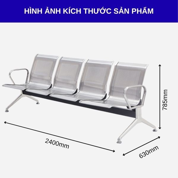 Kích thước ghế băng chờ loại 4 chỗ