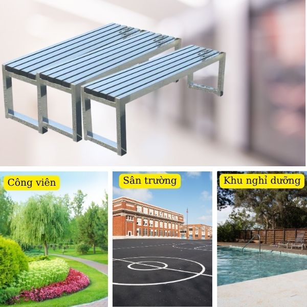 Ghế băng inox được sử dụng trong nhiều không gian