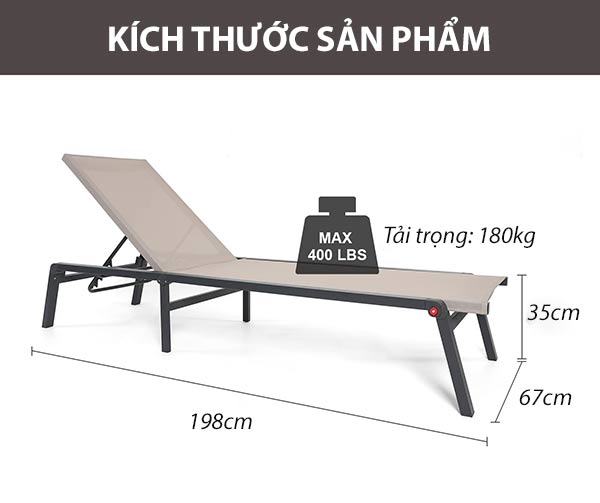 Thông số kích thước, khả năng chịu tải trọng của ghế hồ bơi
