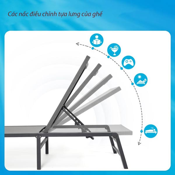 Tựa lưng ghế có thể điều chỉnh linh hoạt