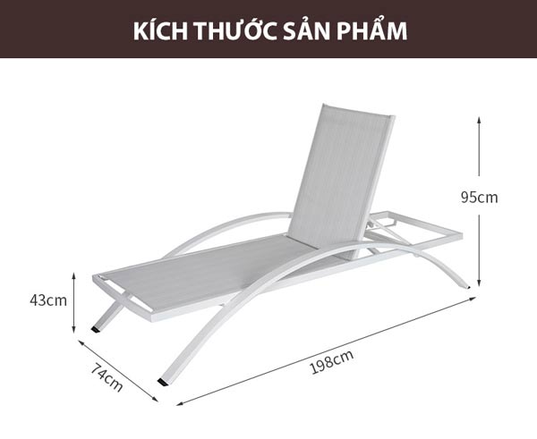 Chi tiết kích thước ghế bể bơi vải lưới teslin