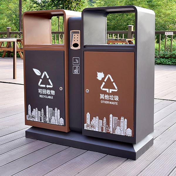 Mẫu thùng rác 2 ngăn gạt tàn chuyên dùng ở đường phố