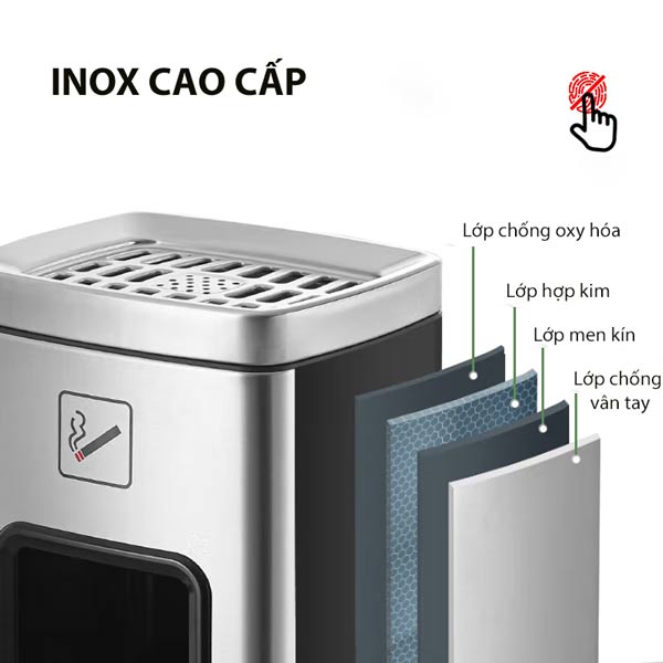 Mẫu thùng rác sản xuất từ inox 304 cao cấp nhất