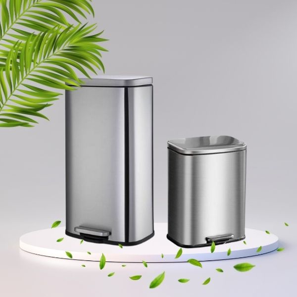 Thùng rác inox đạp chân hình vuông đa dạng dung tích