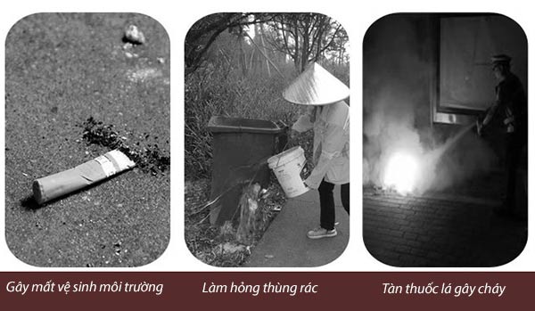Nhờ cây đựng tàn thuốc chuyên dụng, các vấn đề trên được giải quyết