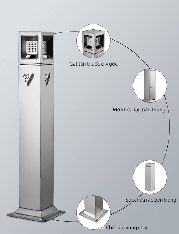 Chân dung cây gạt tàn công cộng và các bộ phận cấu thành
